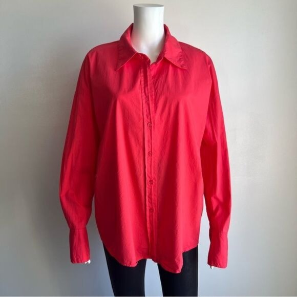 Monrow Poplin Oversized Button Down Shirt - M - Picture 2 of 7